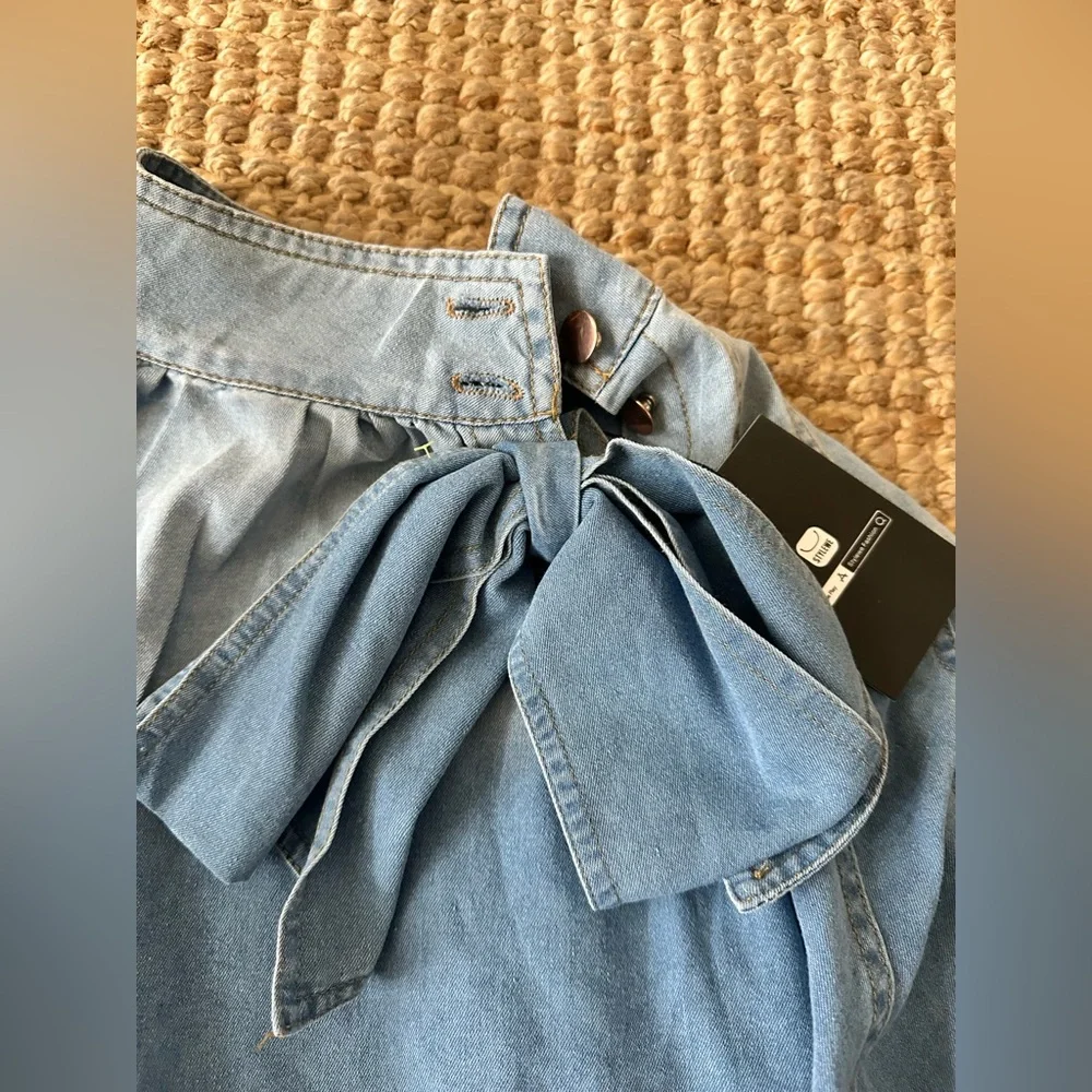 STYLEWE Light Blue Bow Design Denim Pullover Top NWT size S - Picture 7 of 8